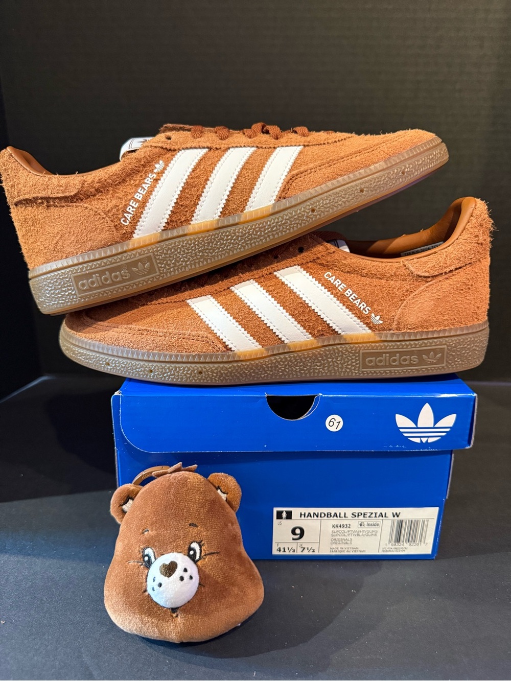 adidas “Care Bear” Tan Suede Handball Spezial with carebear womens size 9